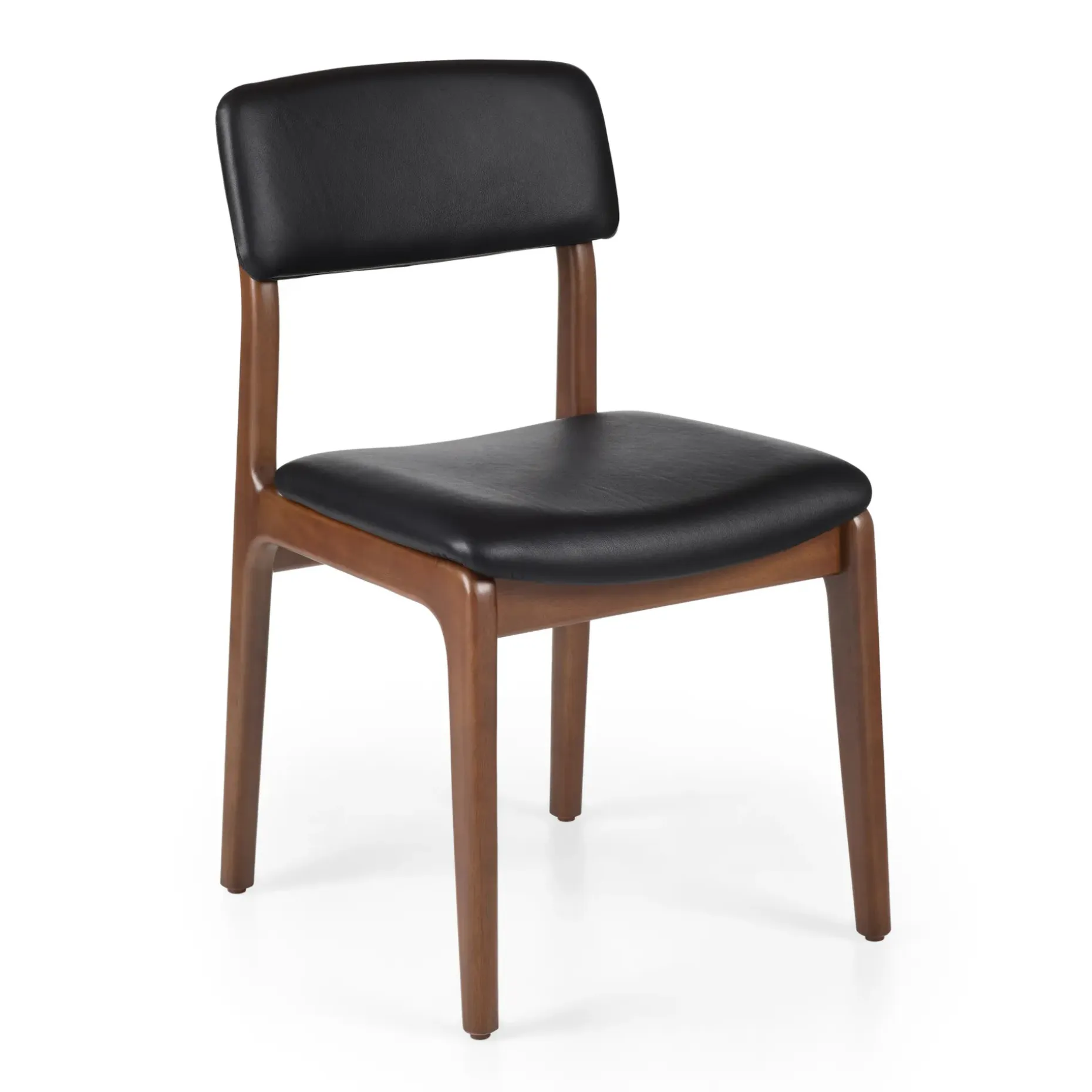 Vila Leather Dining Chair - Walnut and Black Leather