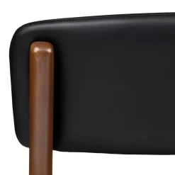 Vila Leather Dining Chair - Walnut and Black Leather