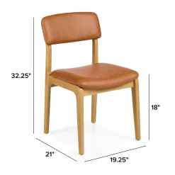 Vila Leather Dining Chair - White Oak and Lucia Tan