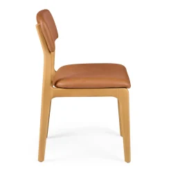 Vila Leather Dining Chair - White Oak and Lucia Tan