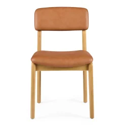 Vila Leather Dining Chair - White Oak and Lucia Tan