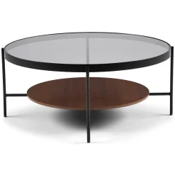Vitri 36.5" Glass Coffee Table - Walnut
