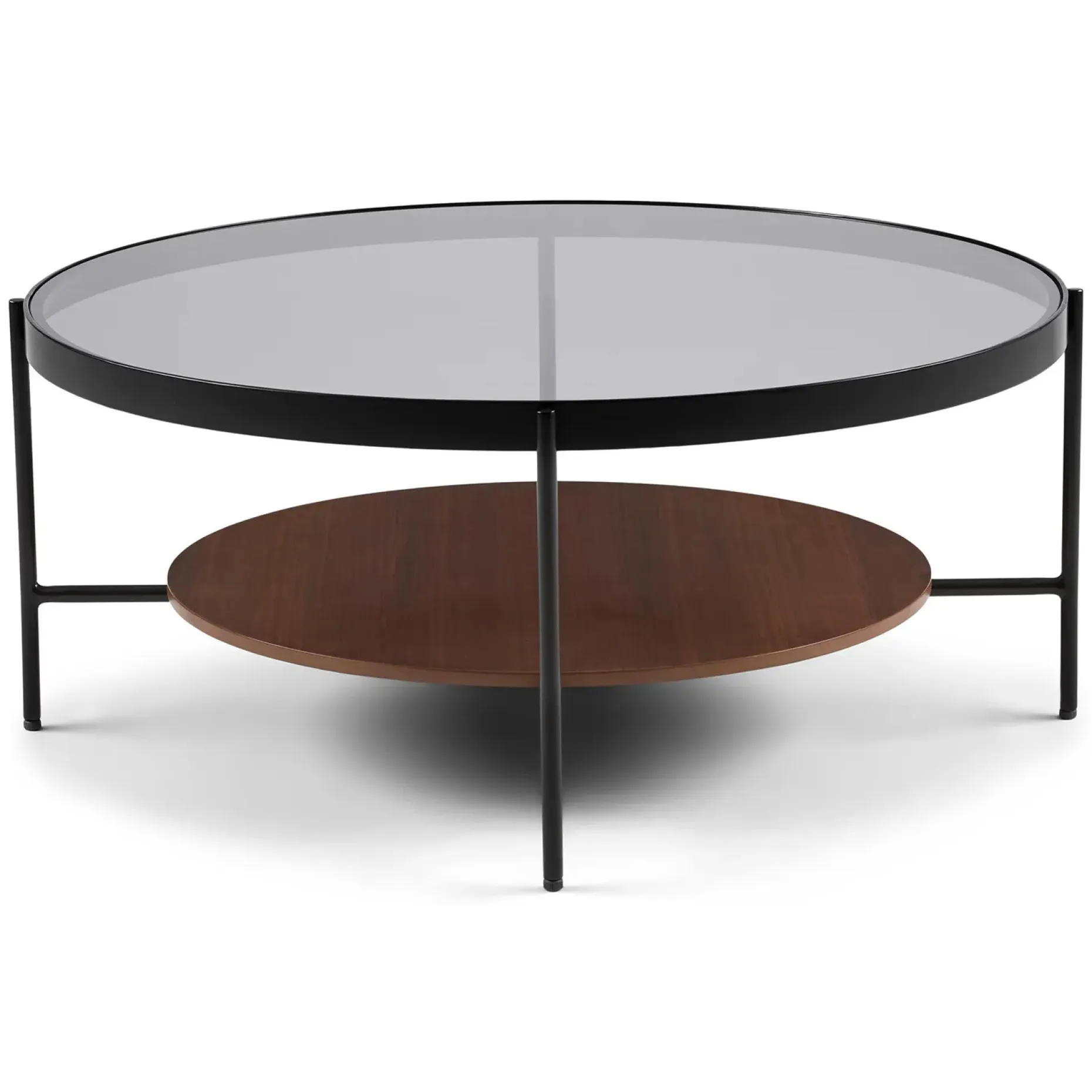 Vitri 36.5" Glass Coffee Table - Walnut