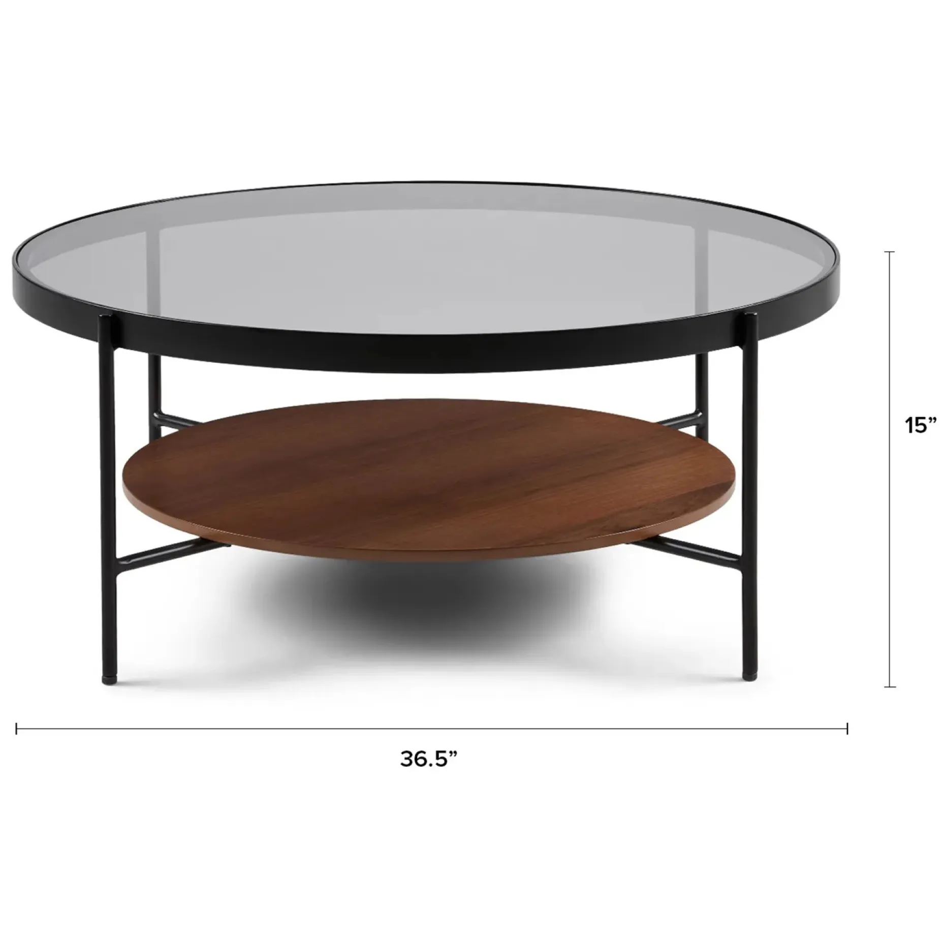 Vitri 36.5" Glass Coffee Table - Walnut