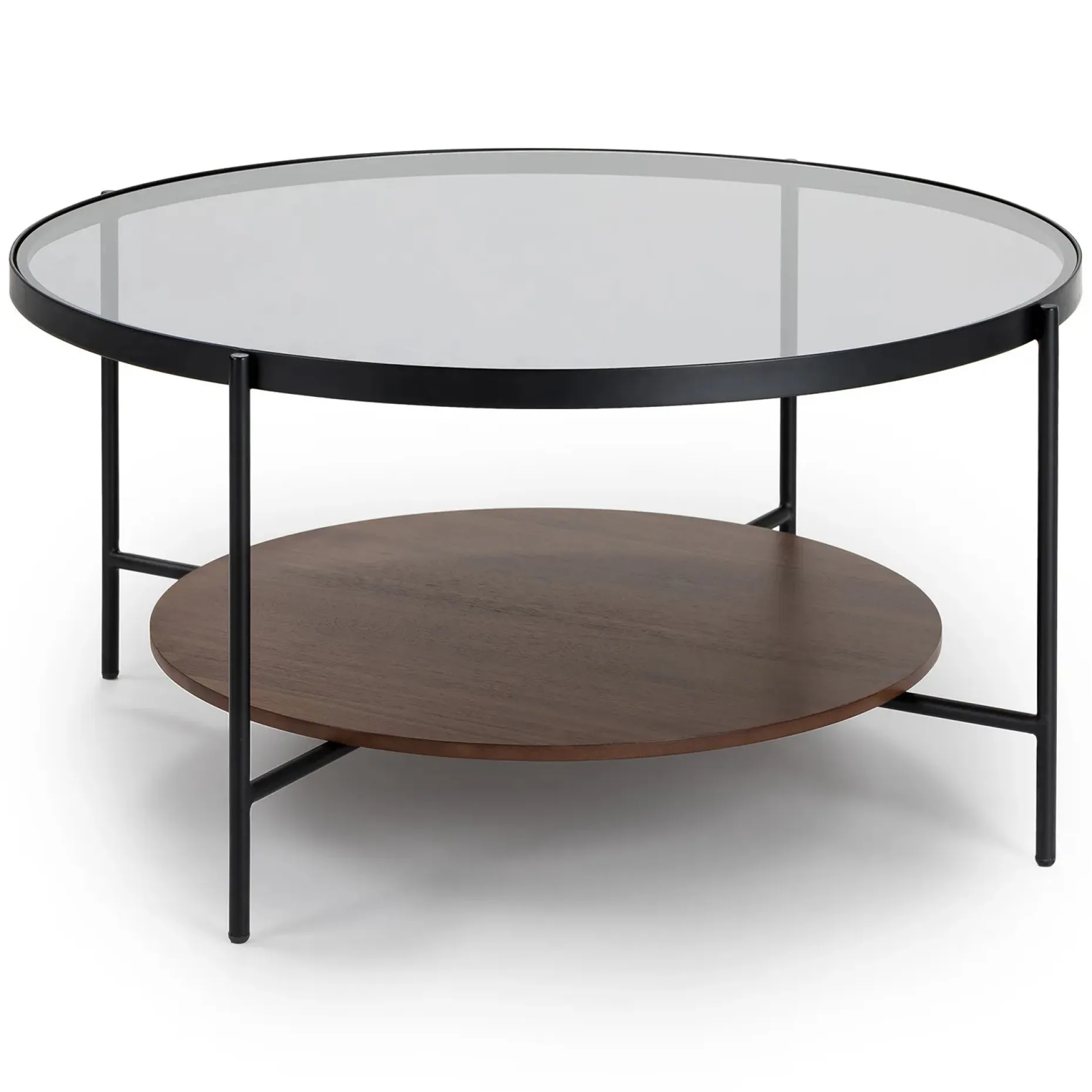 Vitri 36.5" Glass Coffee Table - Walnut