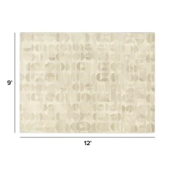 Waard 9 x 12 Rug - Beige Geometric Circle