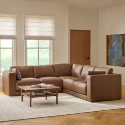 Whitmore 107" Leather Corner Sectional - Lucia Brown