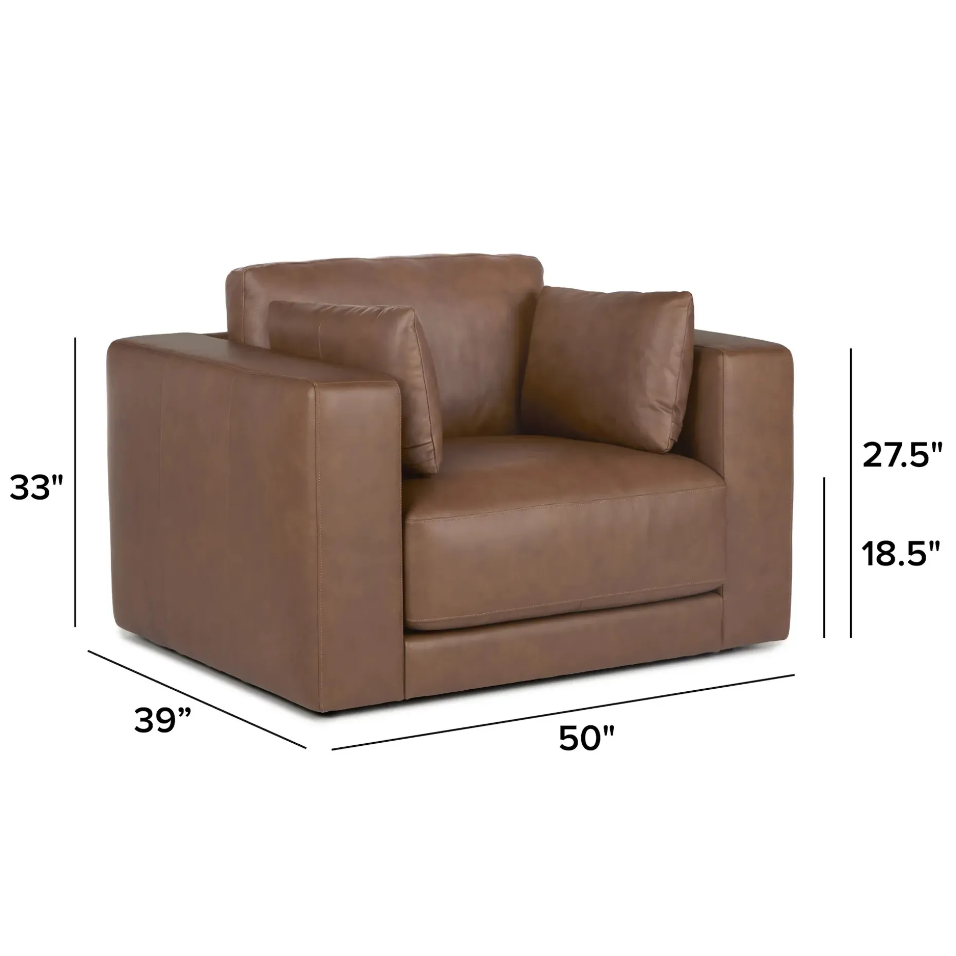 Whitmore 50" Leather Lounge Chair - Lucia Brown
