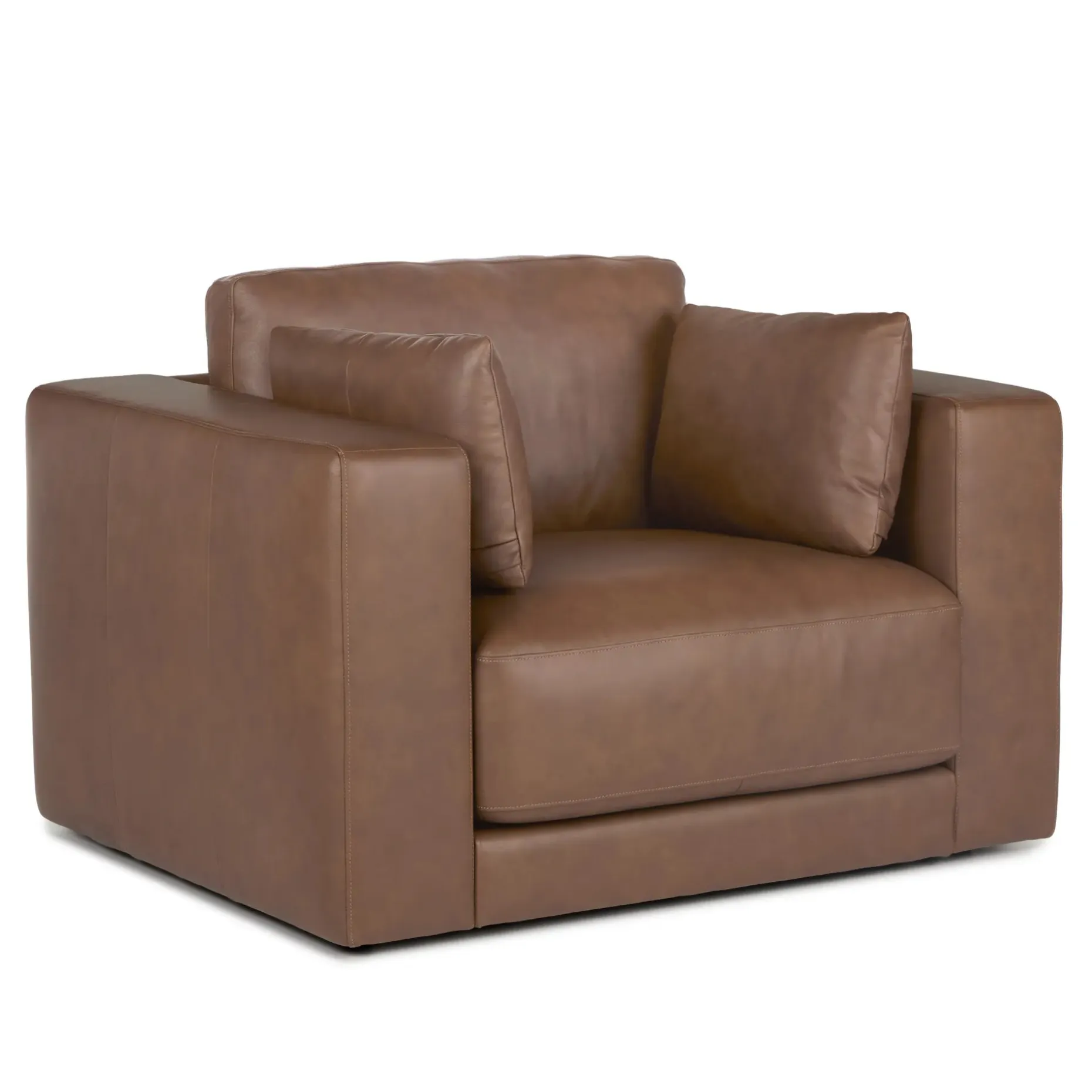 Whitmore 50" Leather Lounge Chair - Lucia Brown