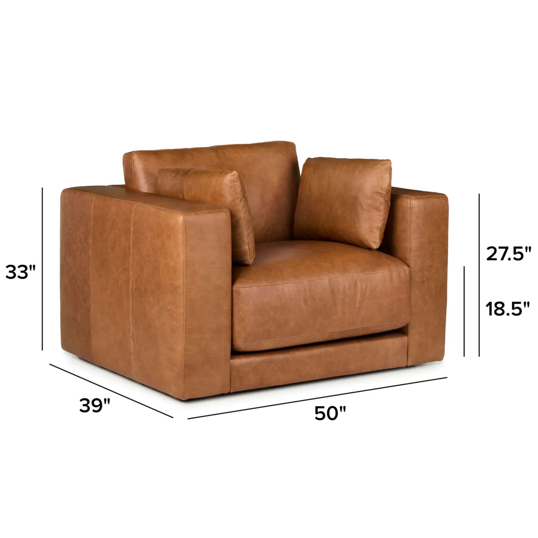 Whitmore 50" Leather Lounge Chair - Salerno Tan