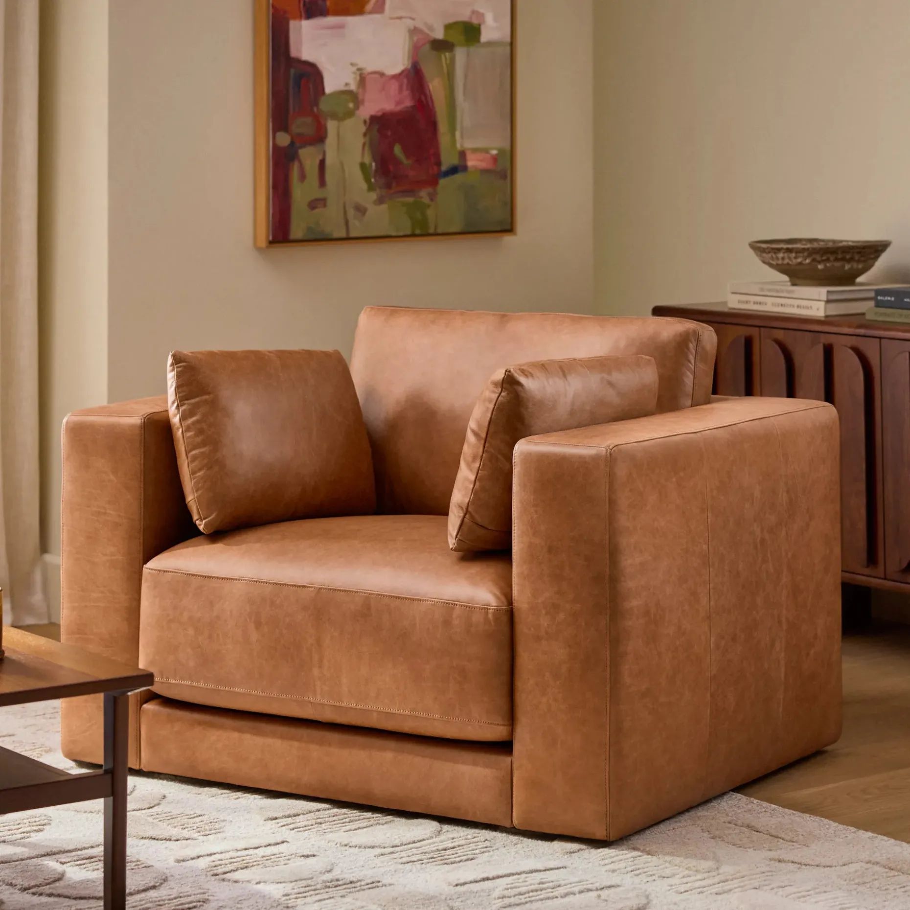 Whitmore 50" Leather Lounge Chair - Salerno Tan