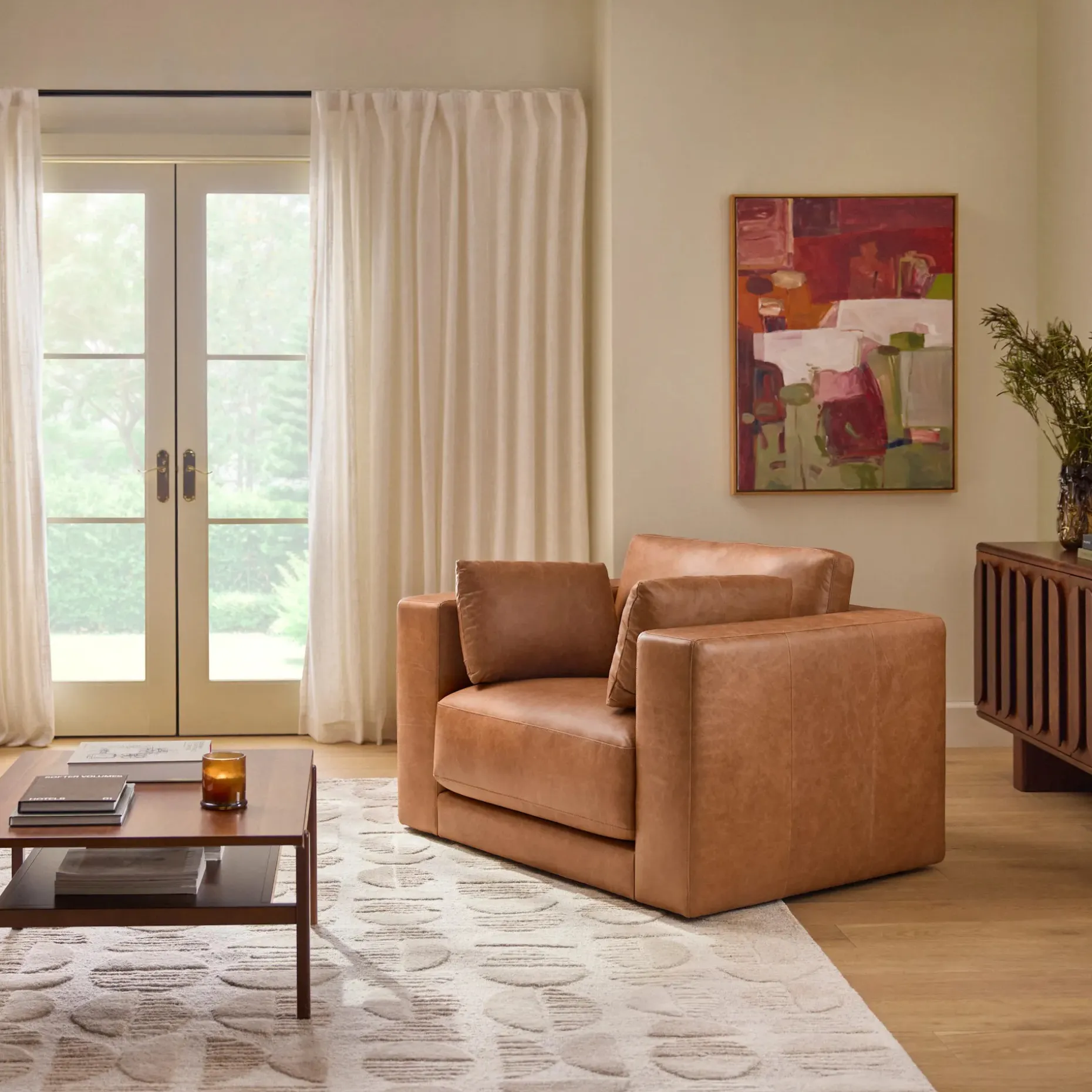 Whitmore 50" Leather Lounge Chair - Salerno Tan