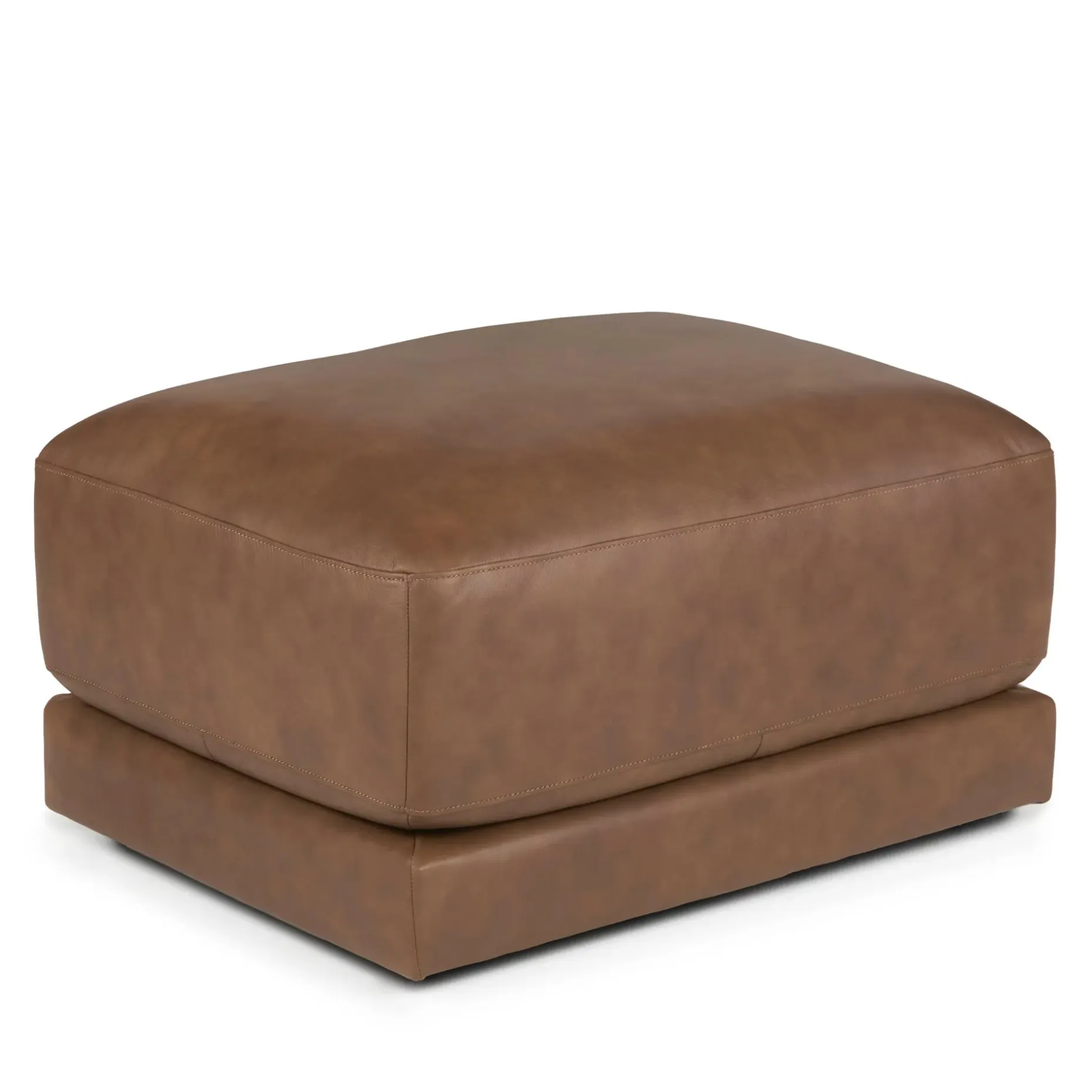 Whitmore 33" Leather Ottoman - Lucia Brown