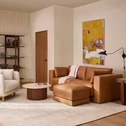 Whitmore 33" Leather Ottoman - Salerno Tan