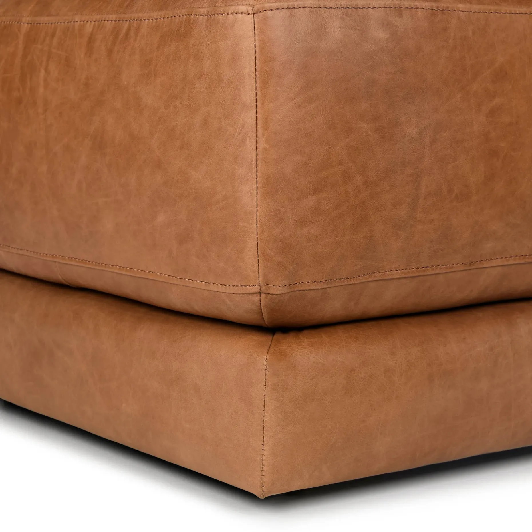 Whitmore 33" Leather Ottoman - Salerno Tan
