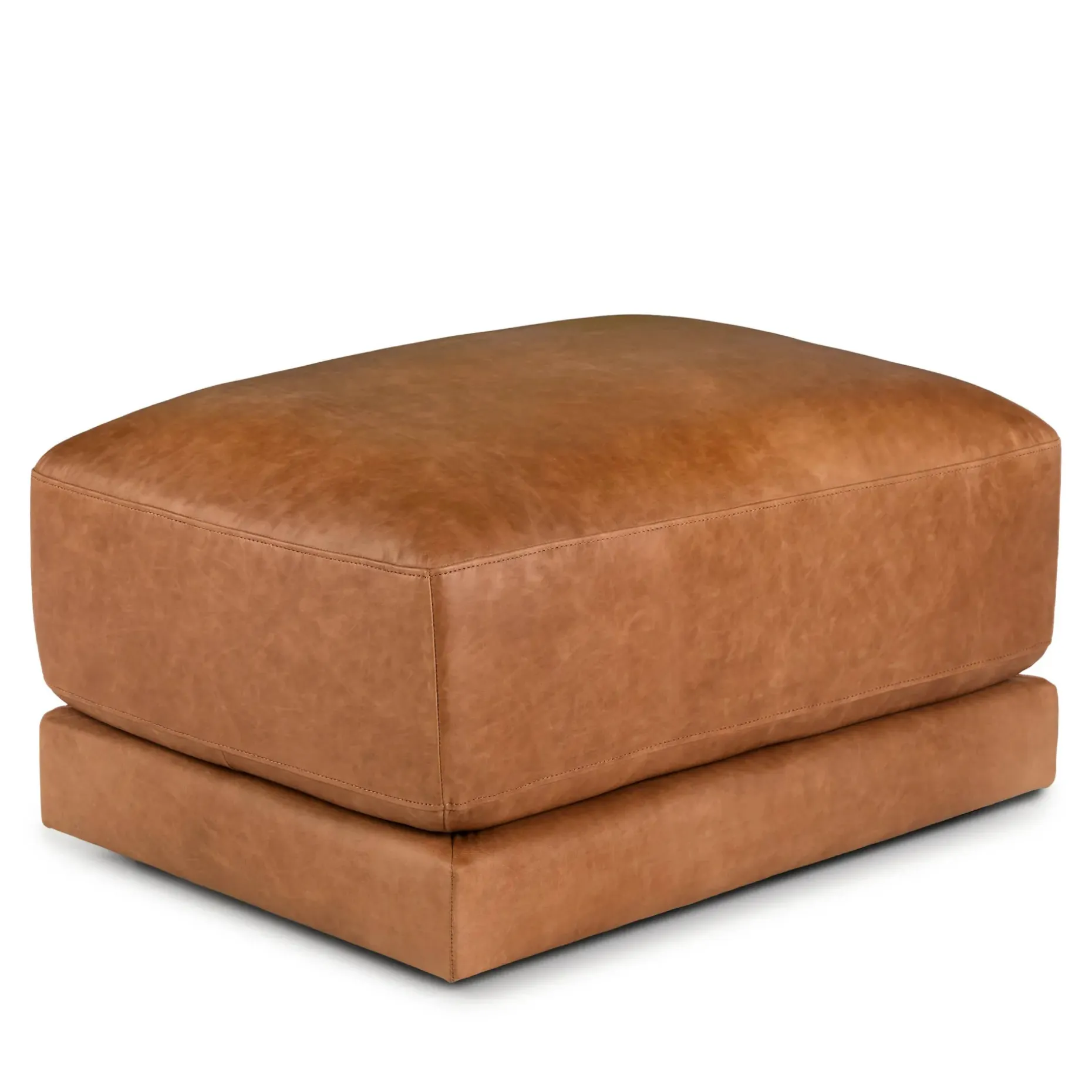 Whitmore 33" Leather Ottoman - Salerno Tan