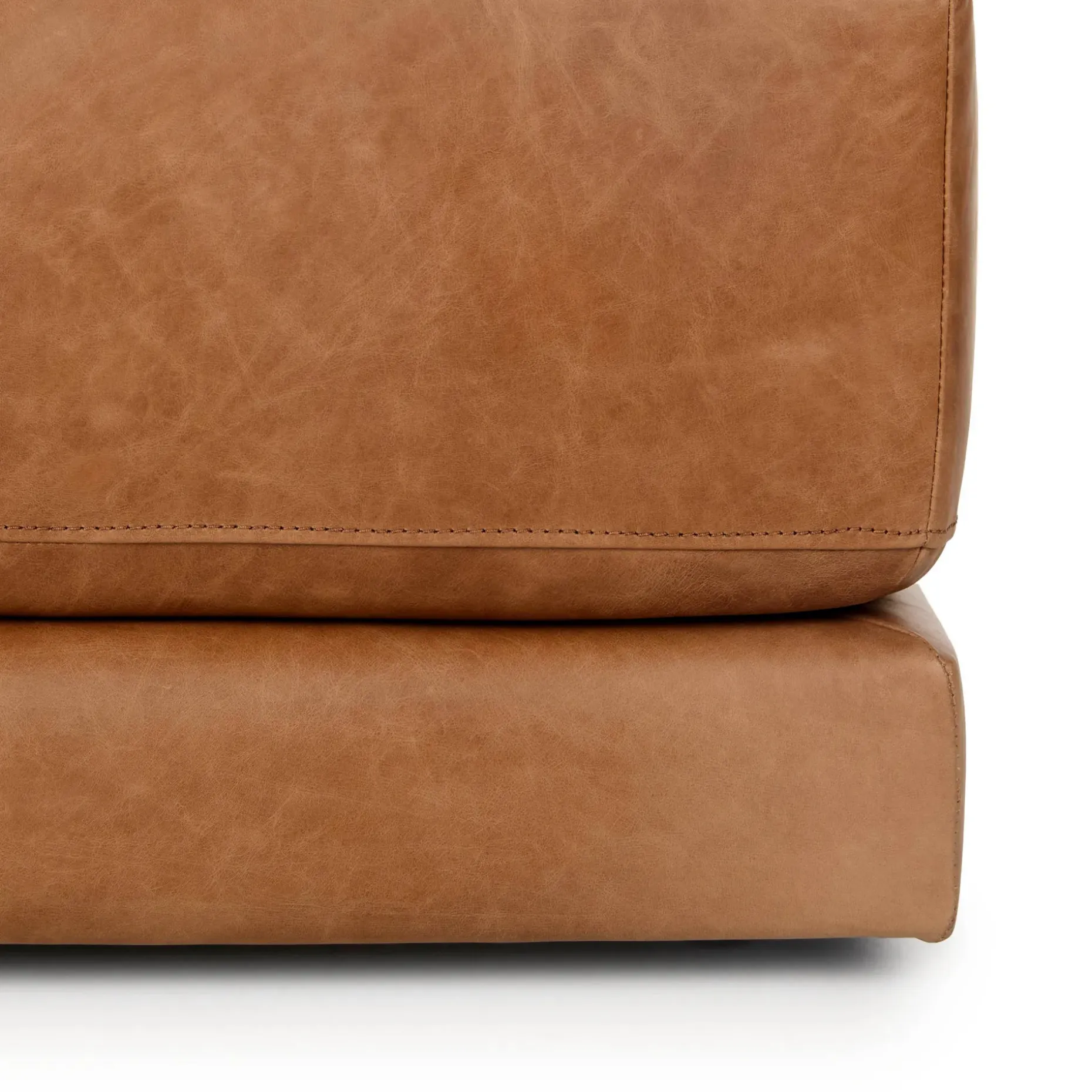 Whitmore 33" Leather Ottoman - Salerno Tan