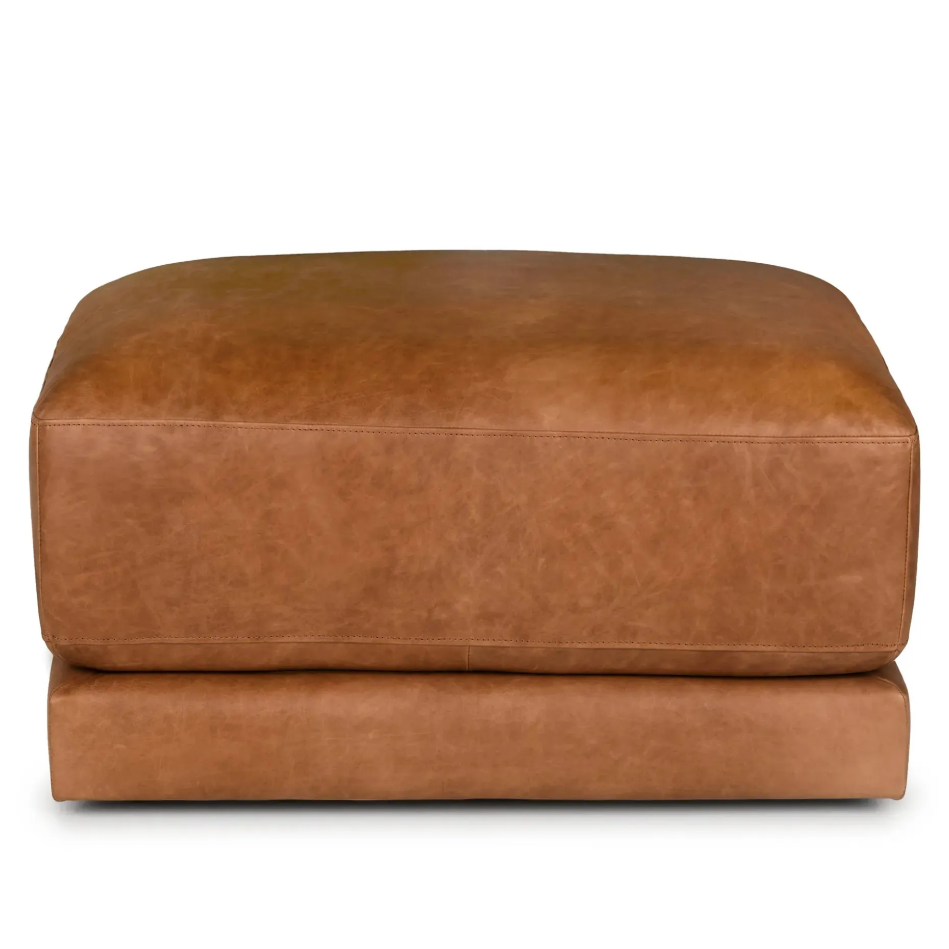 Whitmore 33" Leather Ottoman - Salerno Tan