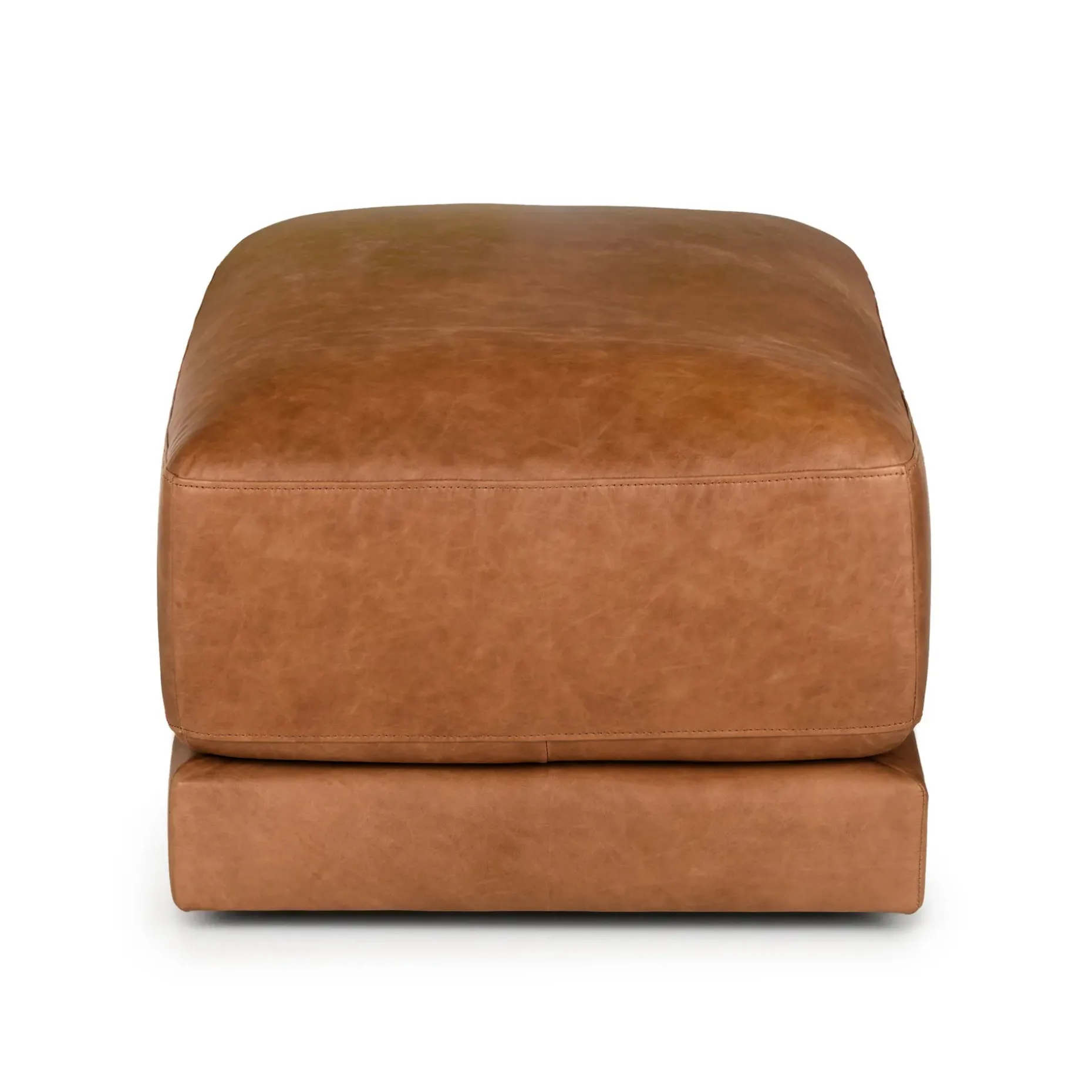 Whitmore 33" Leather Ottoman - Salerno Tan