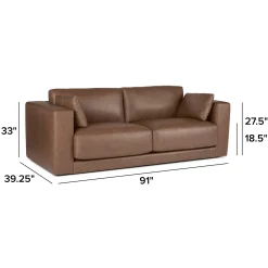 Whitmore 91" Leather Sofa - Lucia Brown