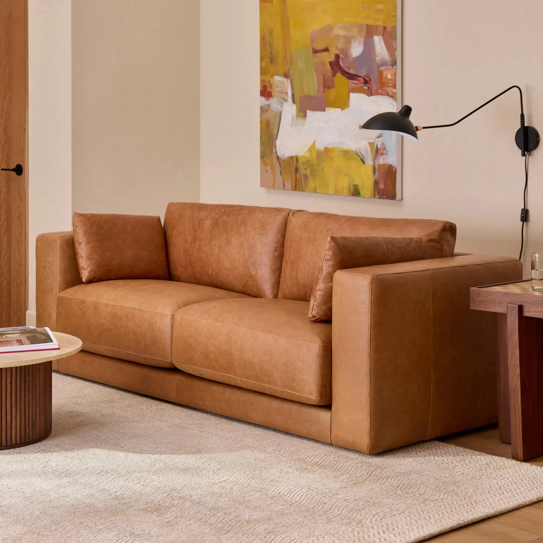 Whitmore 91" Leather Sofa - Salerno Tan