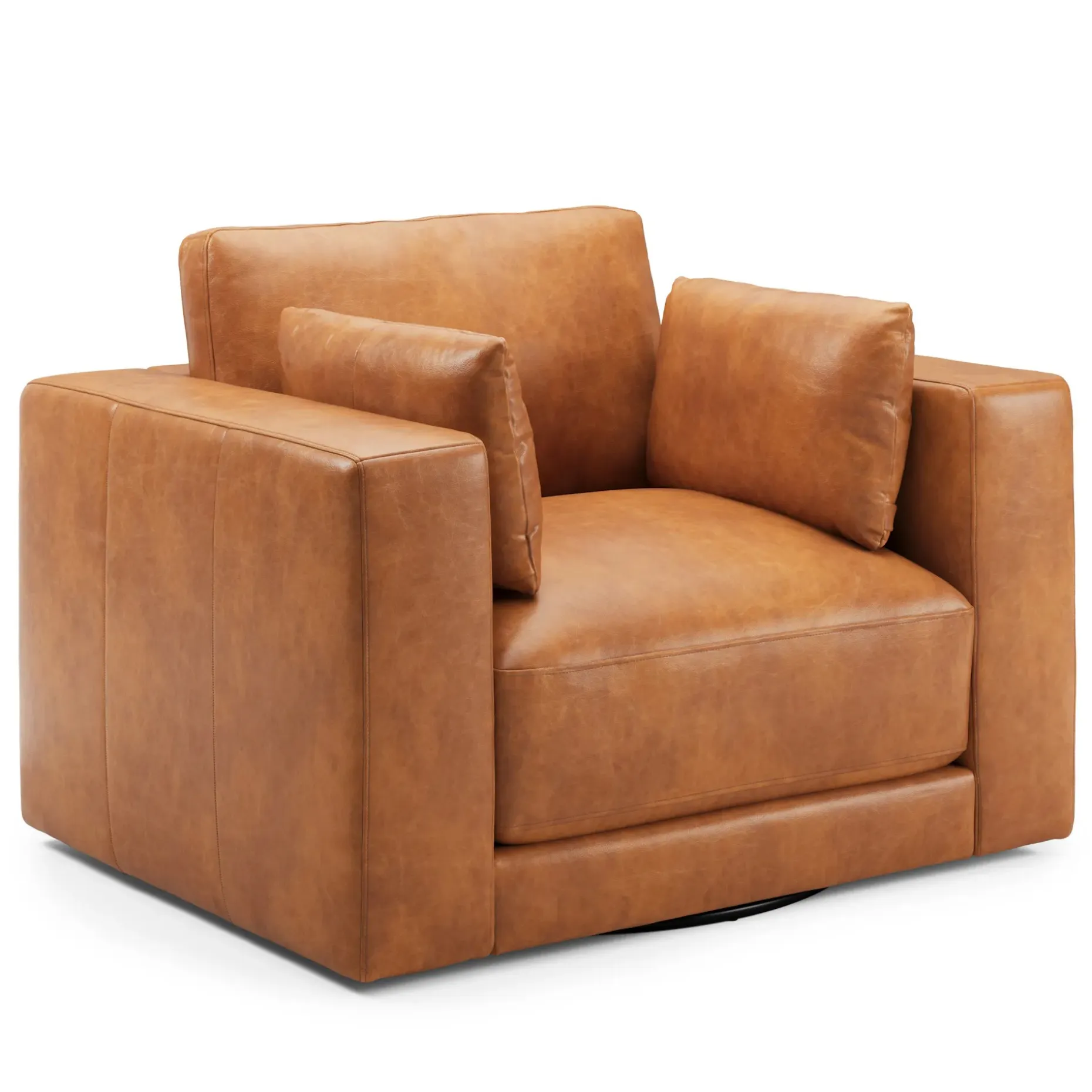 Whitmore 50" Leather Swivel Lounge Chair - Salerno Tan