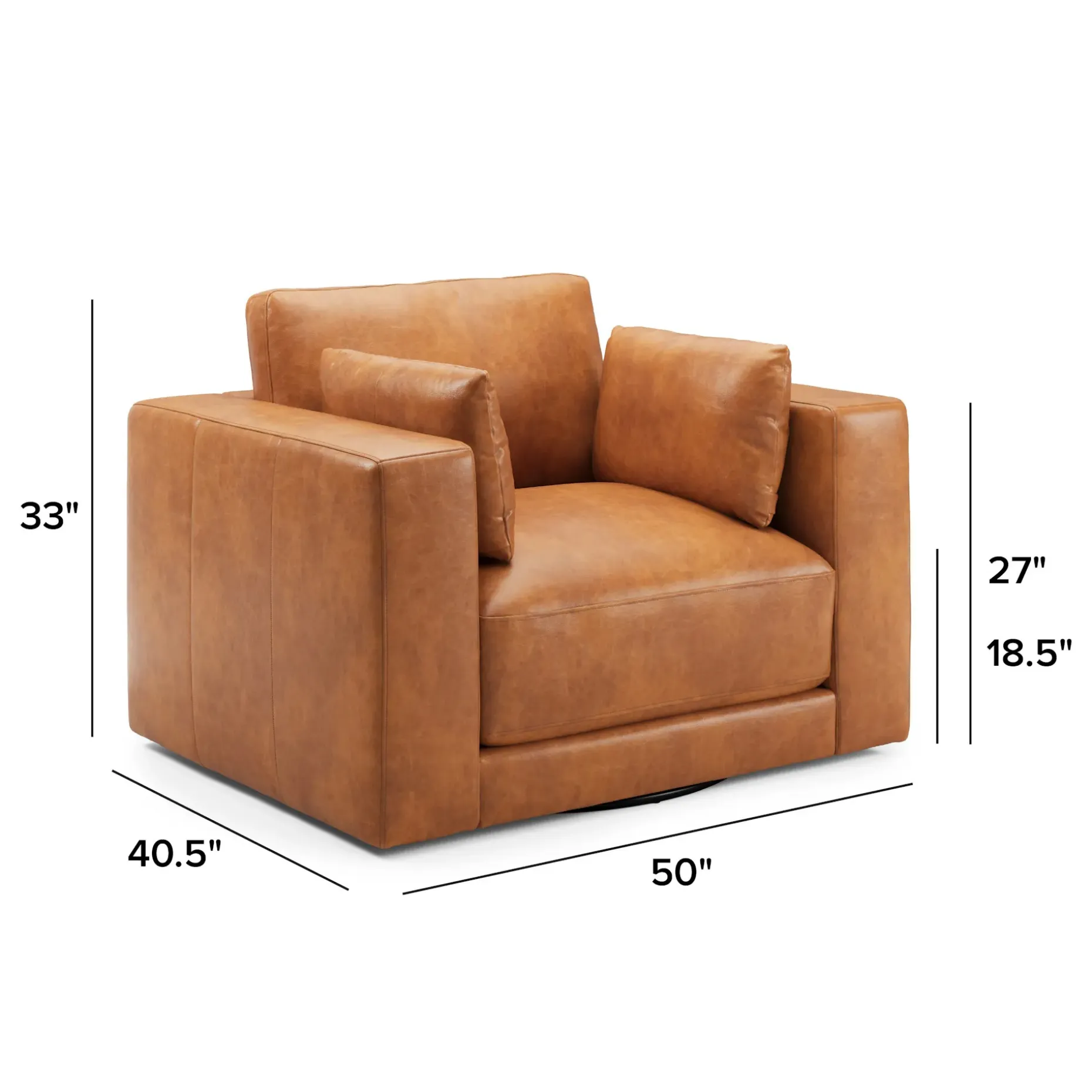 Whitmore 50" Leather Swivel Lounge Chair - Salerno Tan