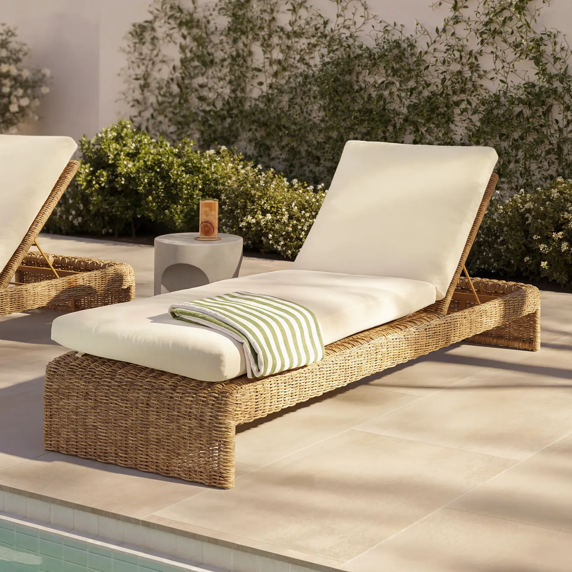 Willa 81" Outdoor Wicker Chaise Lounge - Dravite Ivory