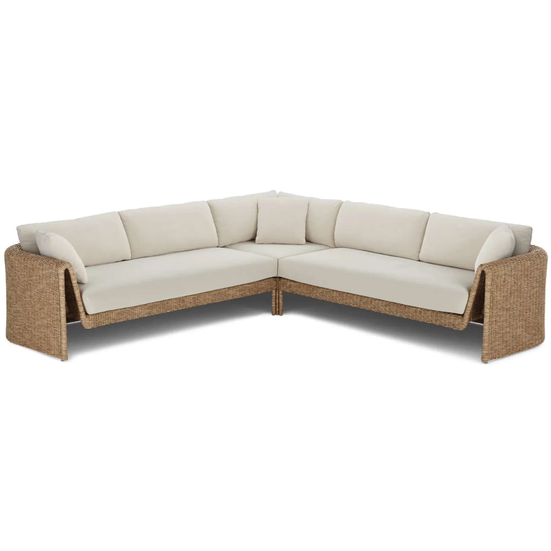 Willa 107.25" Outdoor Wicker Corner Sectional Set - Dravite Ivory