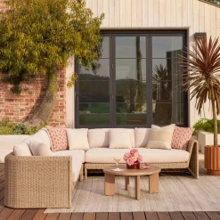 Willa 107.25" Outdoor Wicker Corner Sectional - Dravite Ivory
