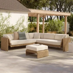 Willa 107.25" Outdoor Wicker Corner Sectional - Dravite Ivory