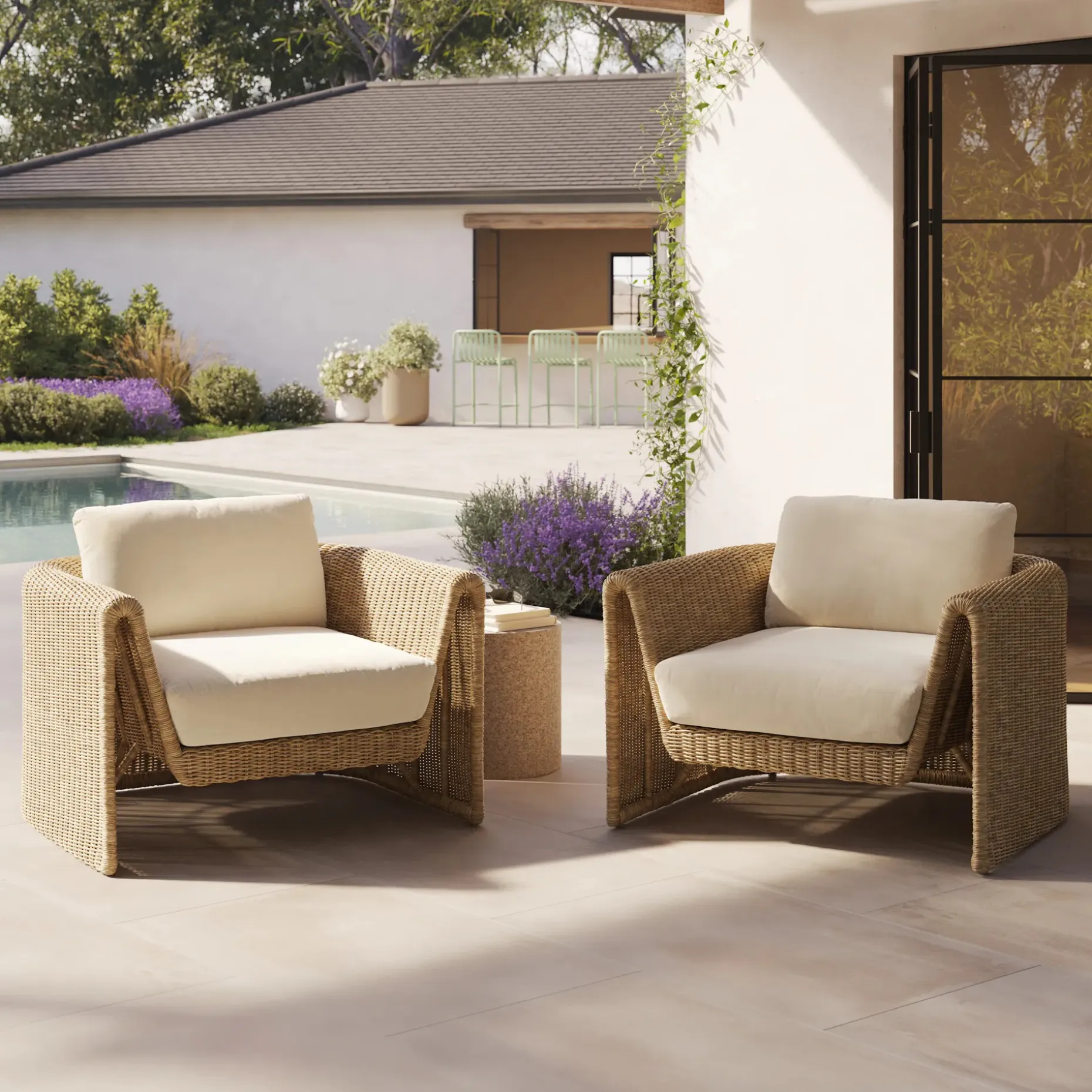Willa 38" Outdoor Wicker Lounge Chair - Dravite Ivory