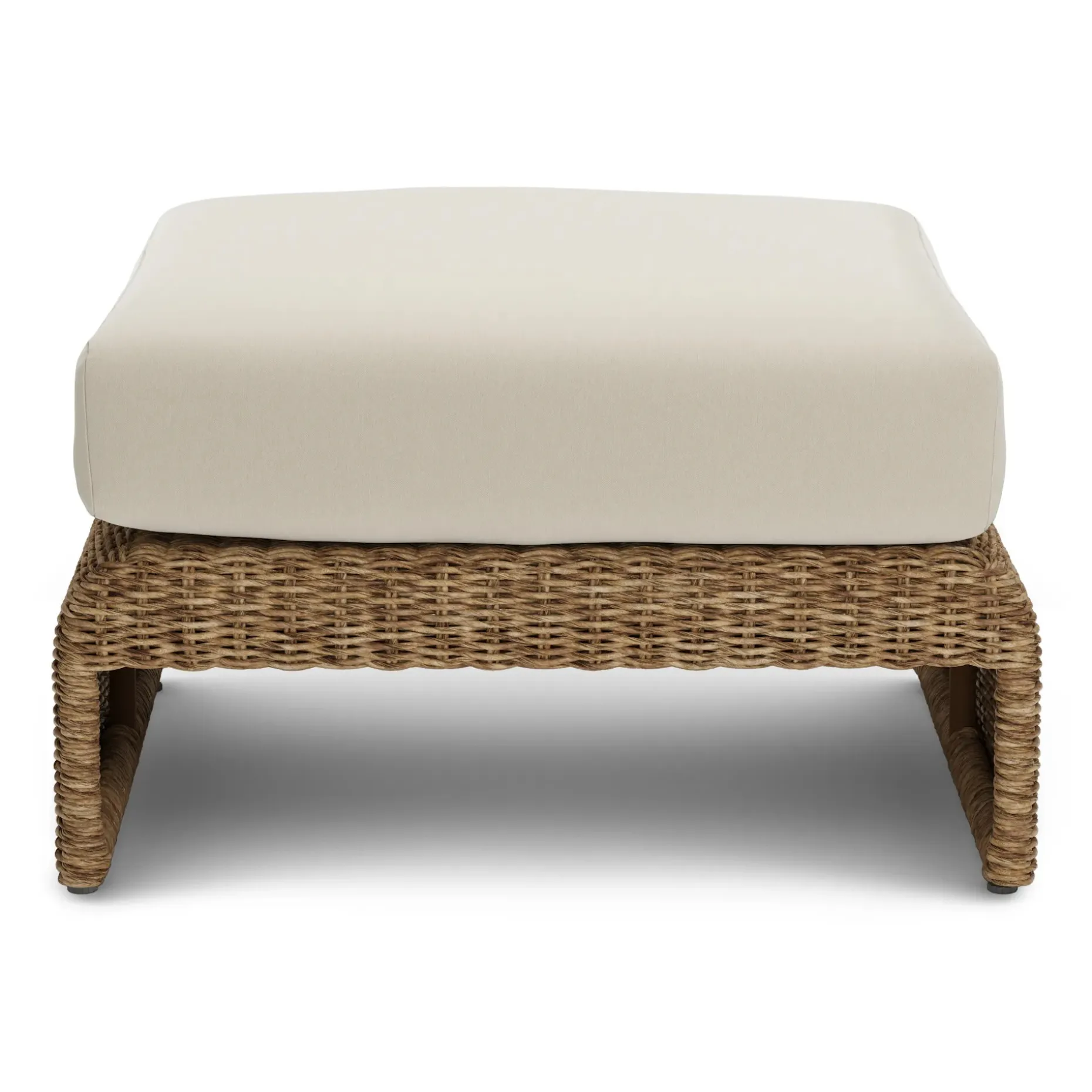Willa 28.5" Outdoor Wicker Ottoman - Dravite Ivory