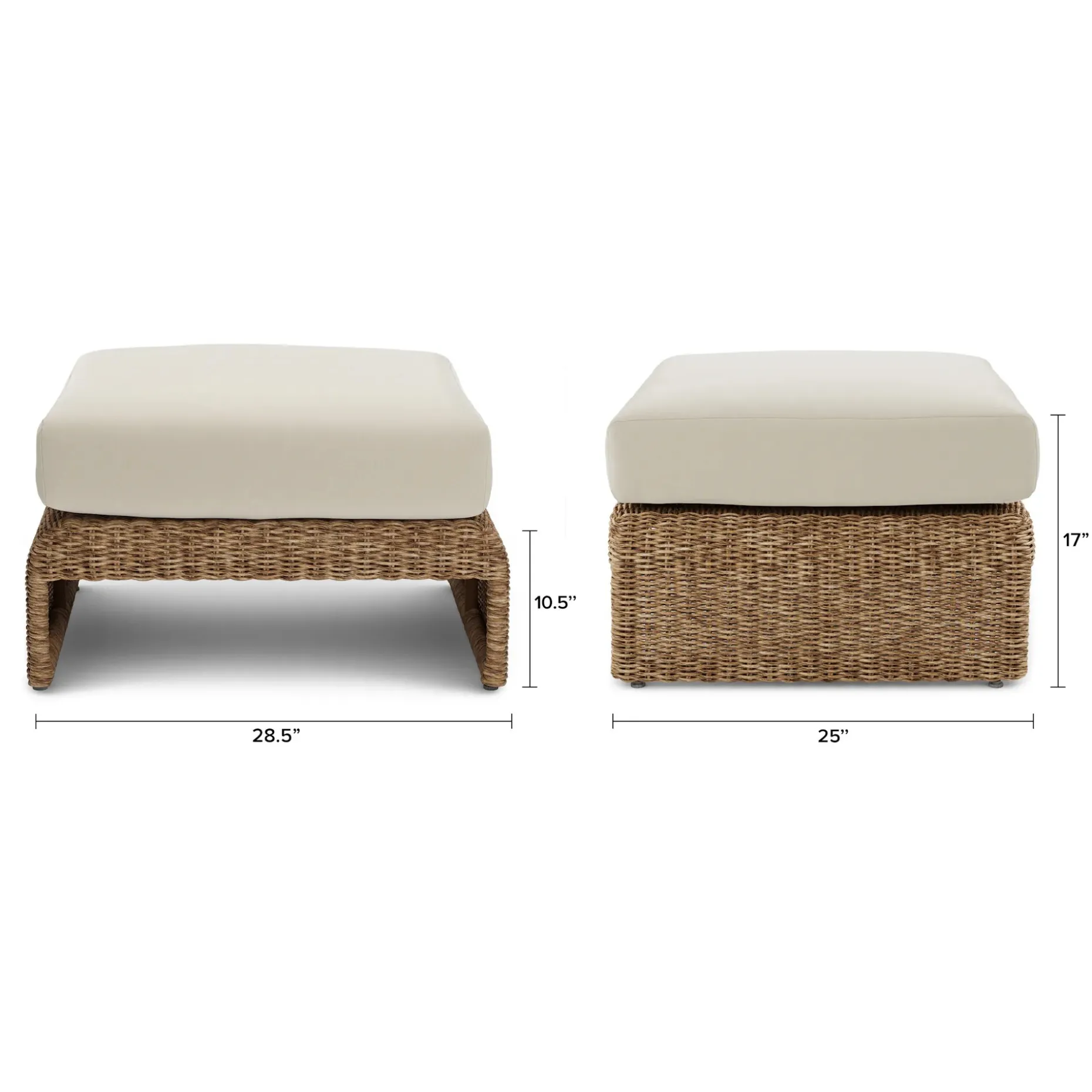 Willa 28.5" Outdoor Wicker Ottoman - Dravite Ivory