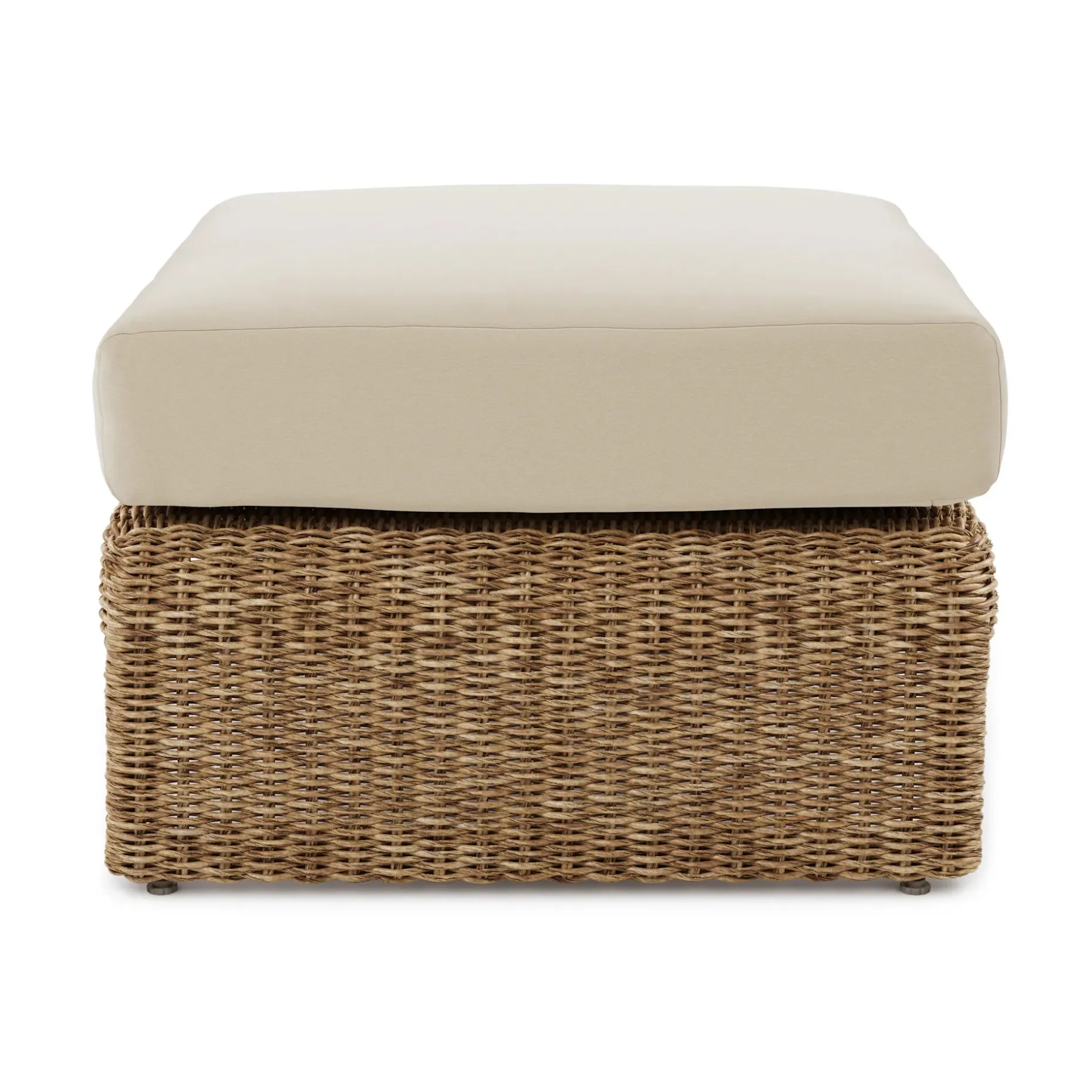 Willa 28.5" Outdoor Wicker Ottoman - Dravite Ivory
