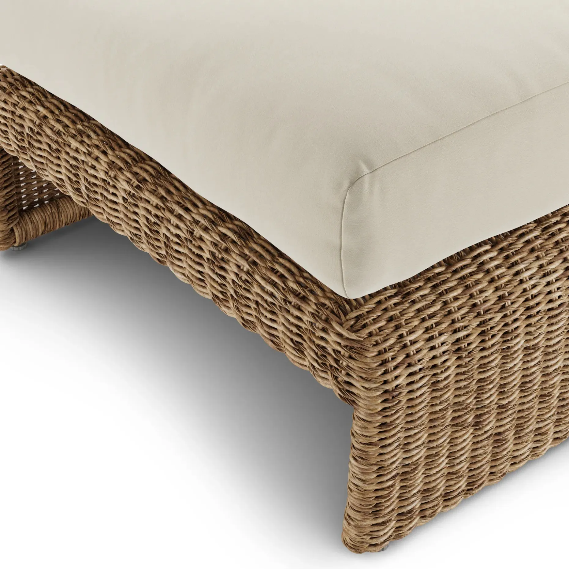 Willa 28.5" Outdoor Wicker Ottoman - Dravite Ivory