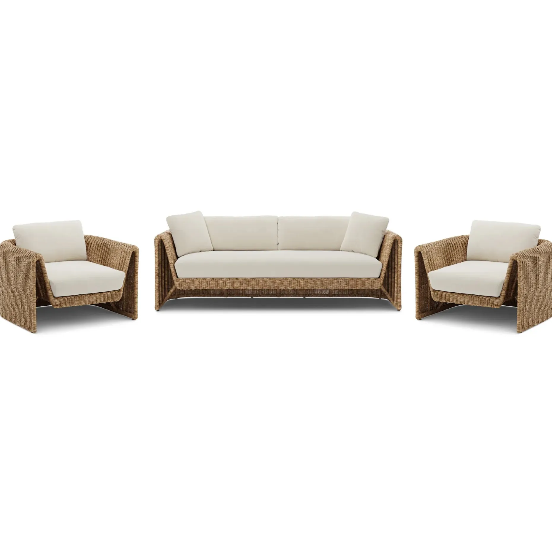 Willa 80" Outdoor Wicker Sofa Set - Dravite Ivory