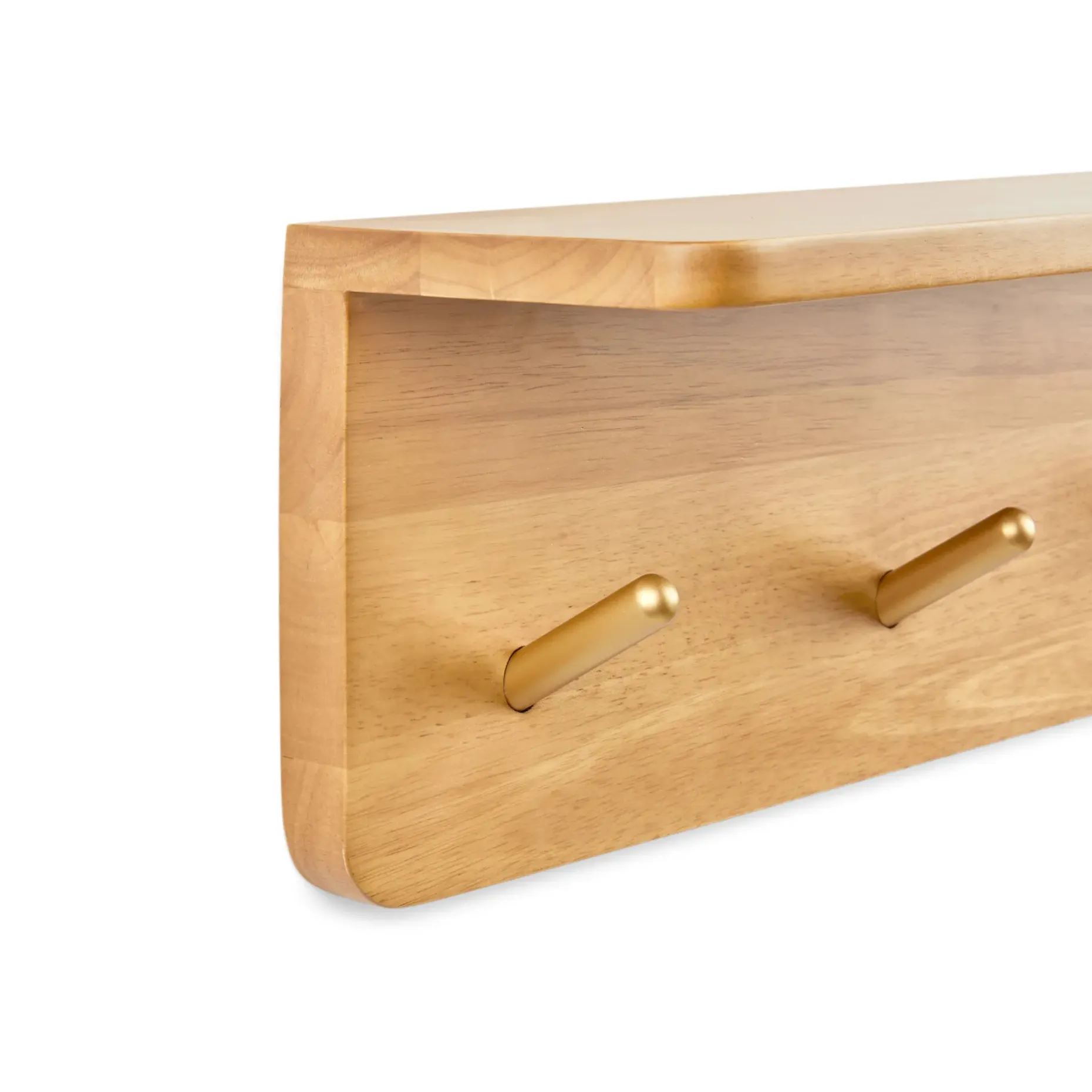 Williams 24" Shelf and Coat Rack - Brass and Oak