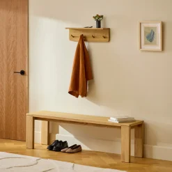 Williams 24" Shelf and Coat Rack - Brass and Oak