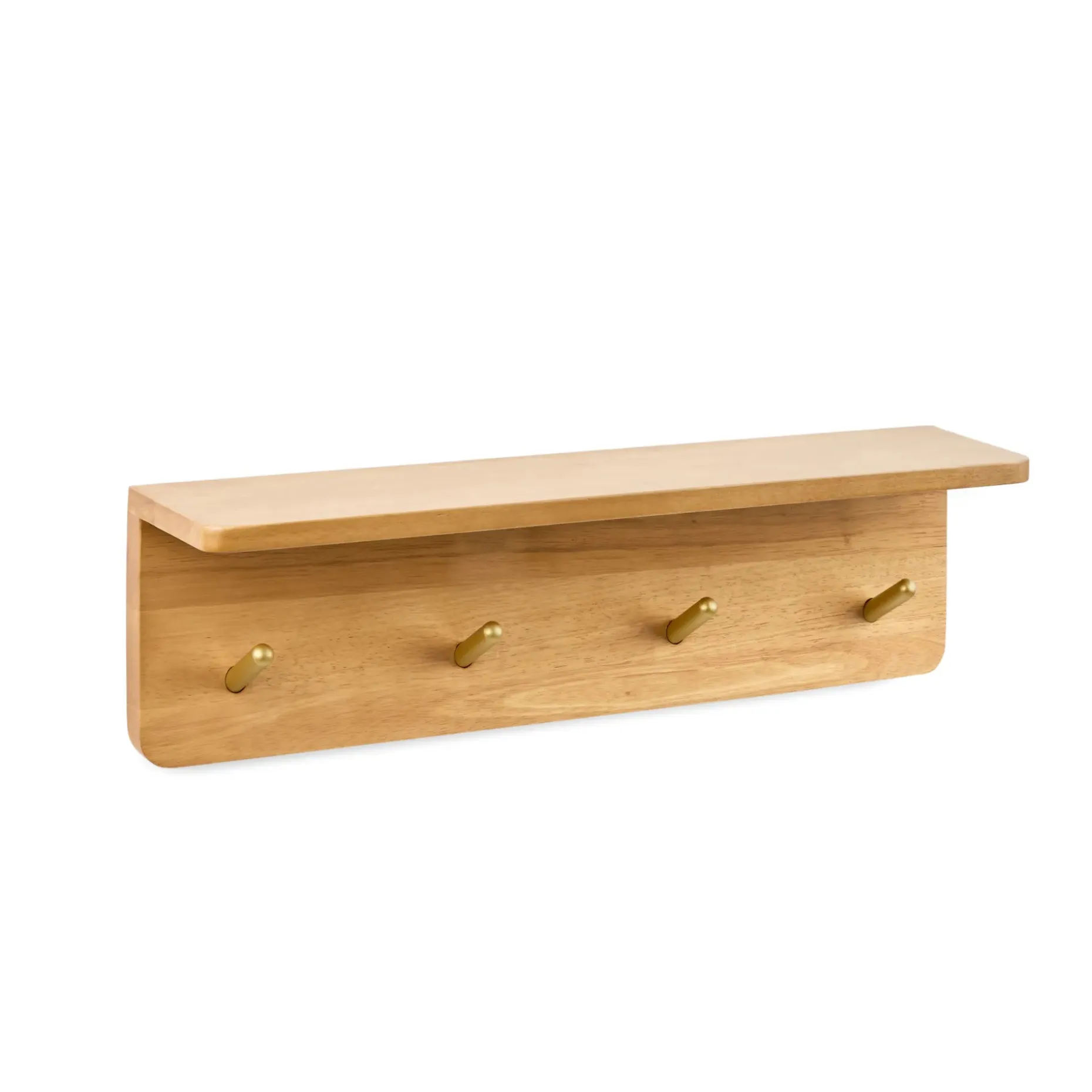 Williams 24" Shelf and Coat Rack - Brass and Oak