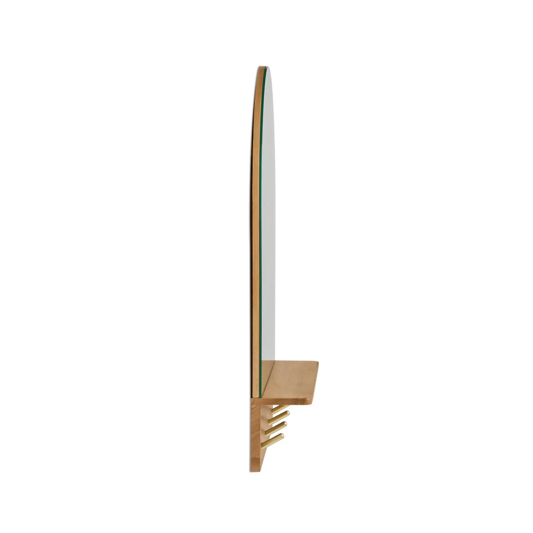Williams 24" Shelf, Coat Rack, and Mirror - Brass and Oak