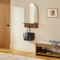 Williams 24" Shelf, Coat Rack, and Mirror - Black and Walnut