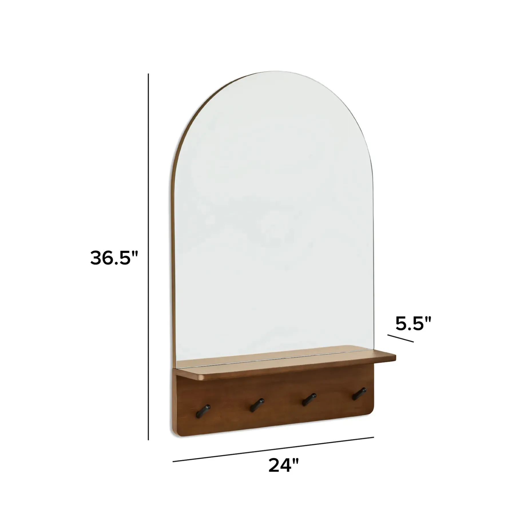 Williams 24" Shelf, Coat Rack, and Mirror - Black and Walnut