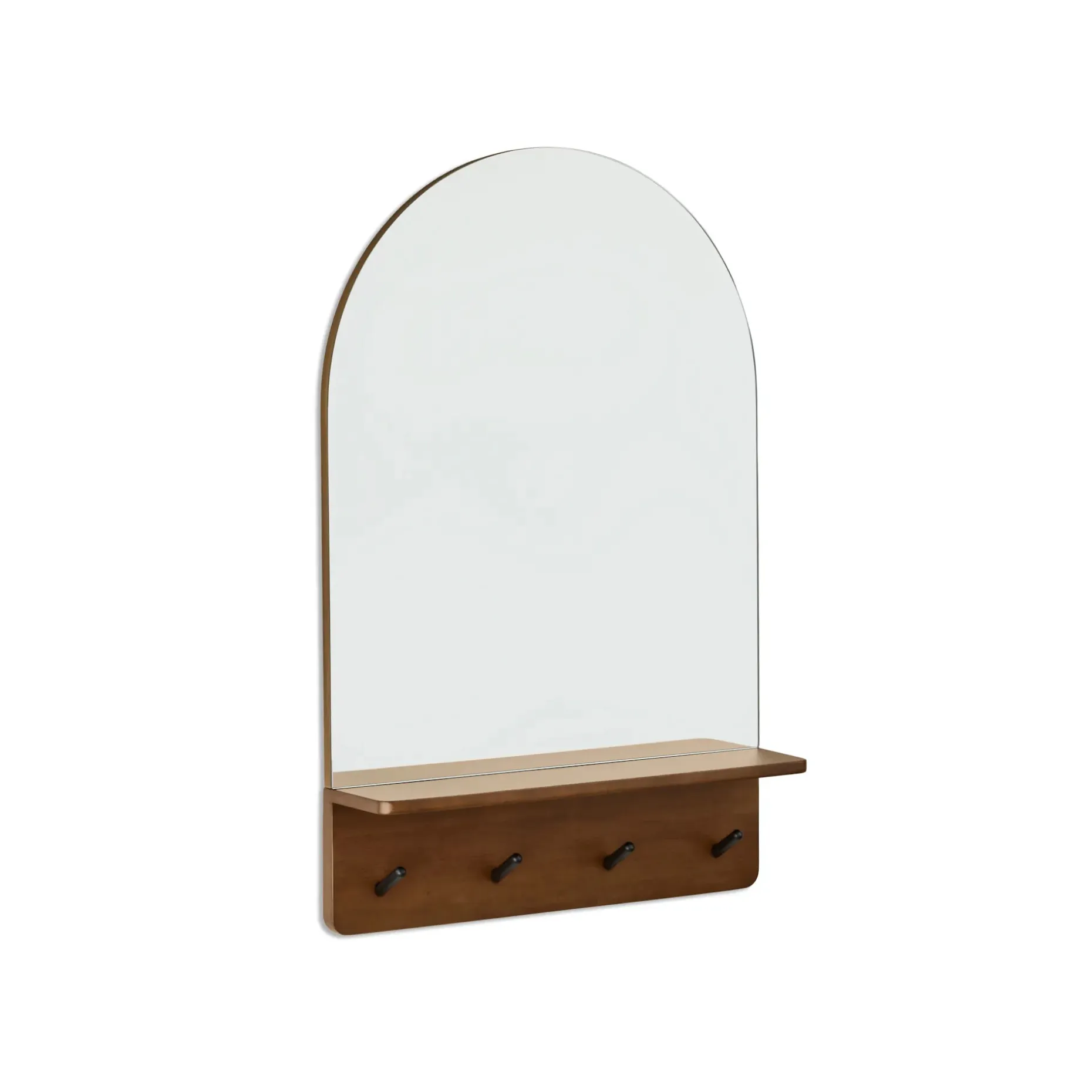 Williams 24" Shelf, Coat Rack, and Mirror - Black and Walnut