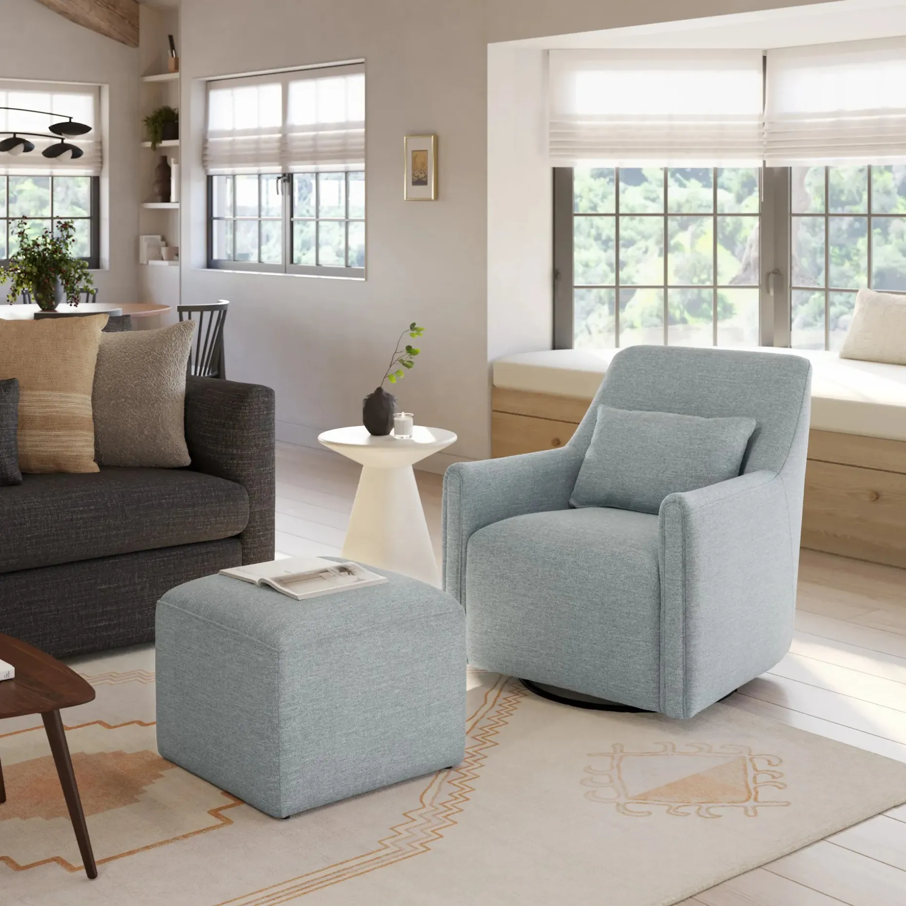 Winslow 29.5" Swivel Glider Chair - Harbor Gray