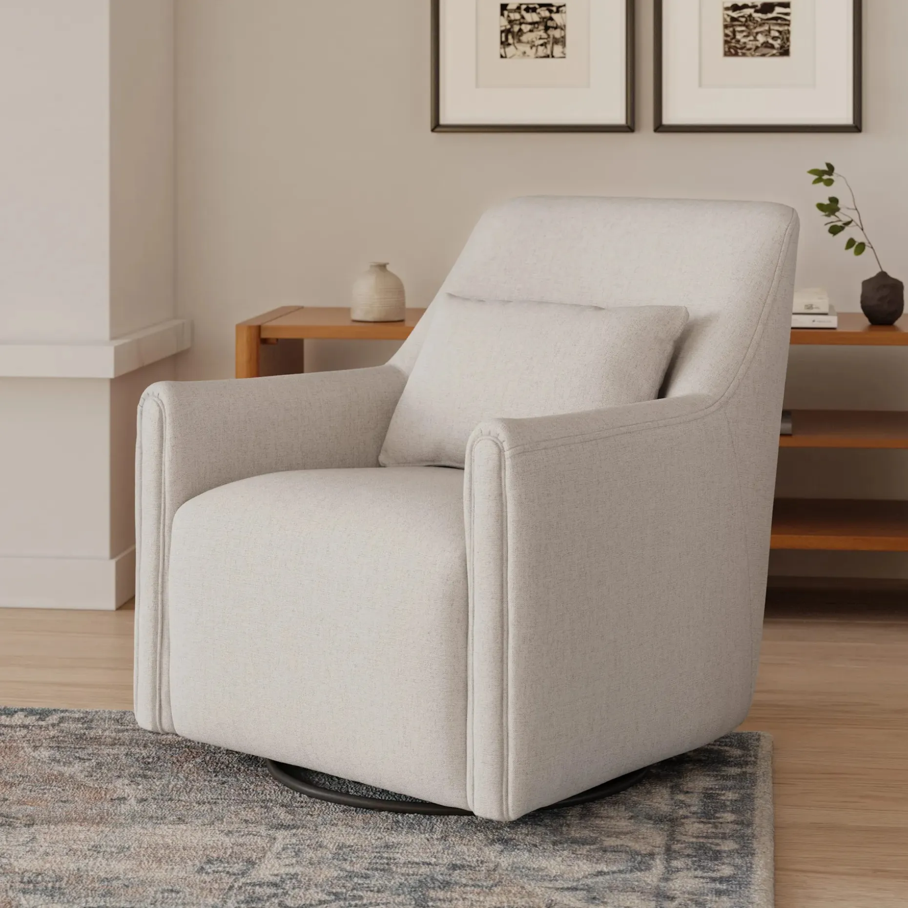 Winslow 29.5" Swivel Glider Chair - Napa White