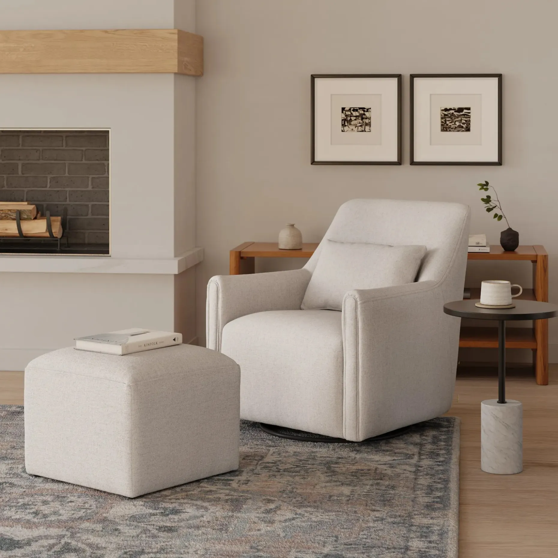 Winslow 29.5" Swivel Glider Chair - Napa White