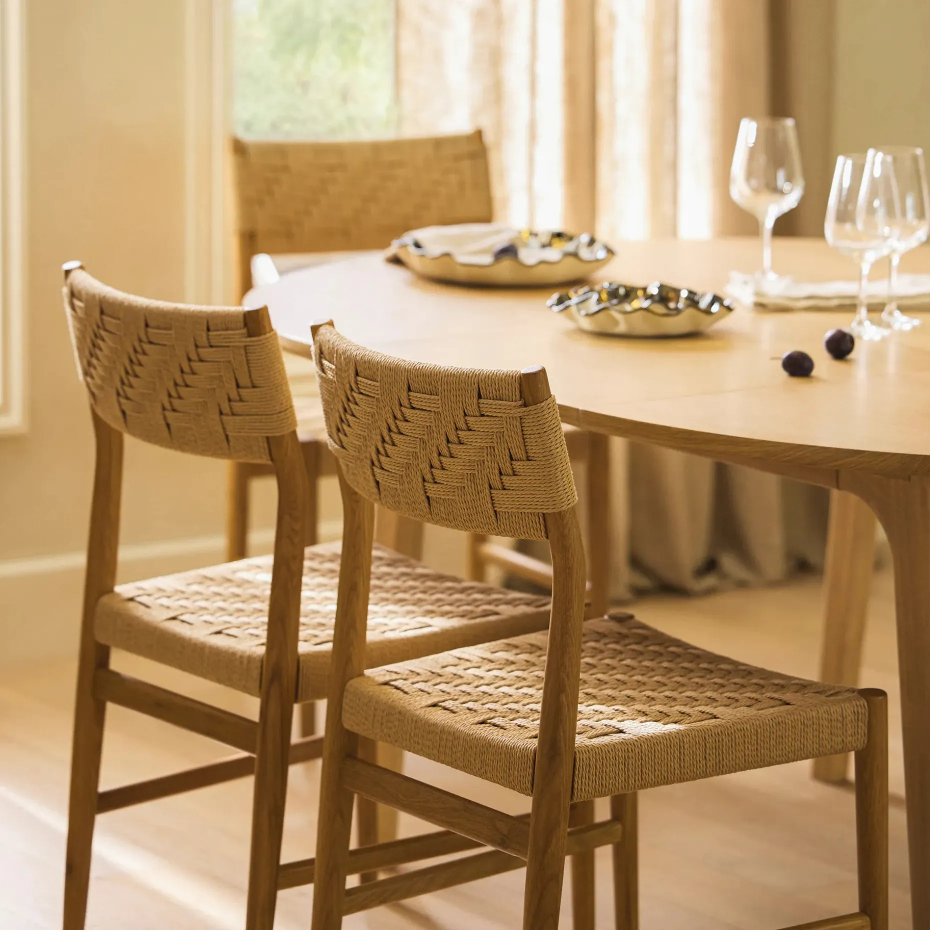Wosla Corded Dining Chair - Oak