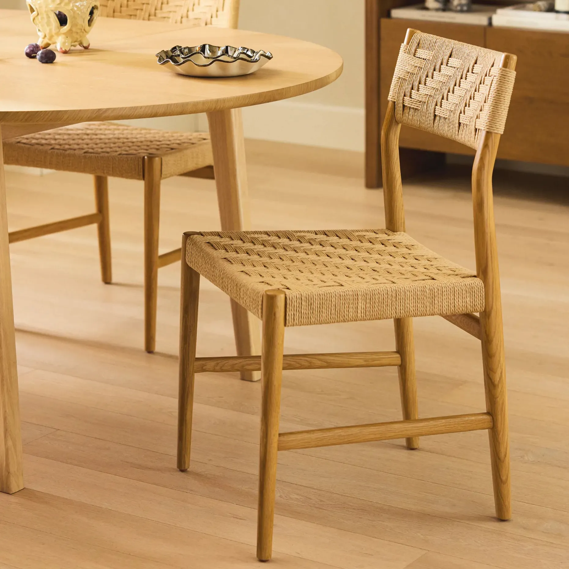 Wosla Corded Dining Chair - Oak