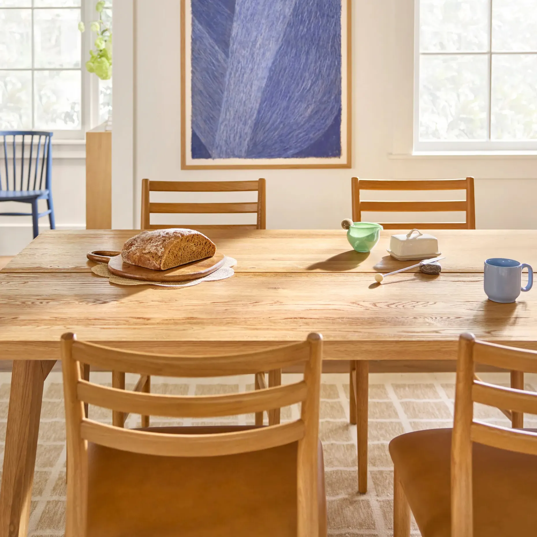 Wosla Leather Dining Chair - Oak and Taos Tan